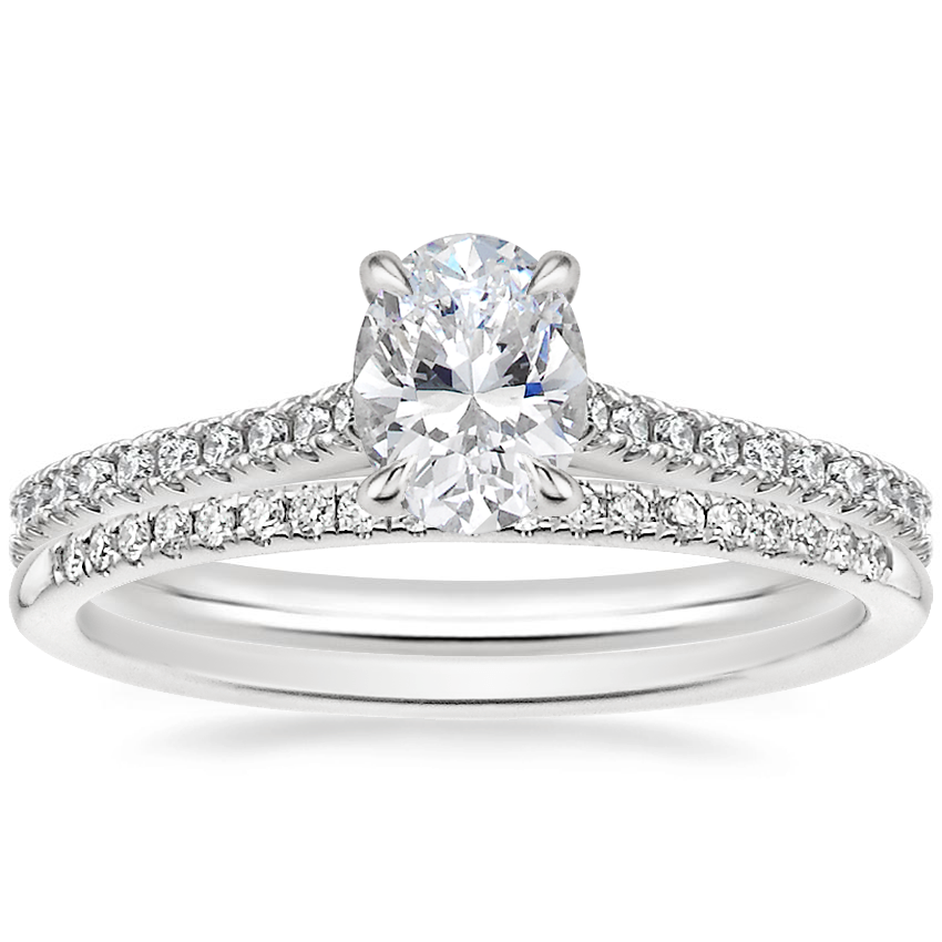 Platinum Luxe Lissome Diamond Ring (1/5 ct. tw.) with Whisper Diamond Ring (1/10 ct. tw.)