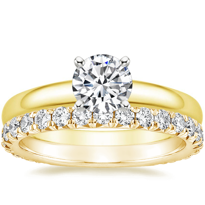 14K Yellow Gold 3mm Comfort Fit Ring with Luxe Sienna Diamond Ring (5/8 ct. tw.)