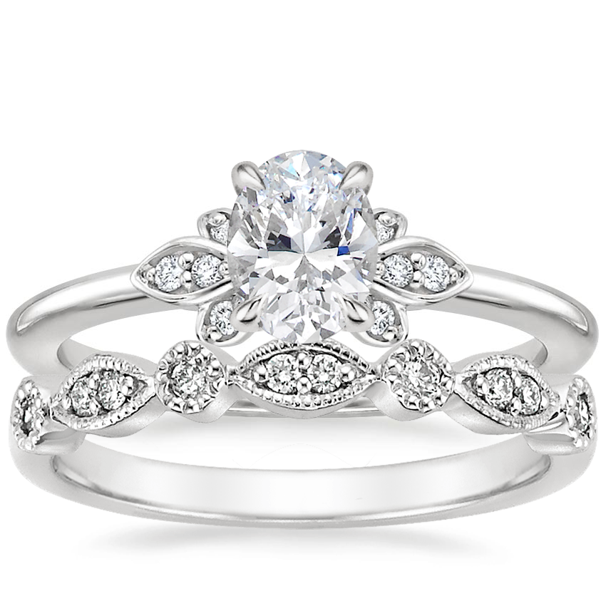 18K White Gold Fiorella Diamond Ring with Tiara Diamond Ring (1/10 ct. tw.)