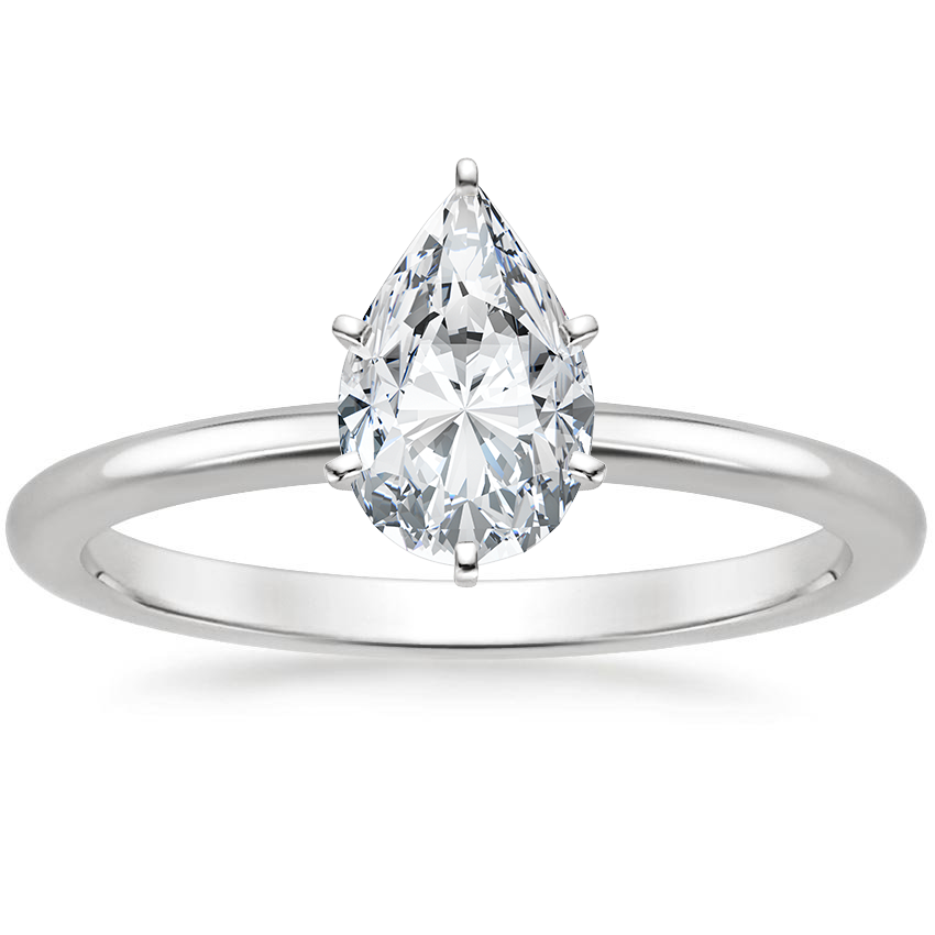 18K White Gold Six-Prong Petite Comfort Fit 1.5mm Solitaire Ring, large top view