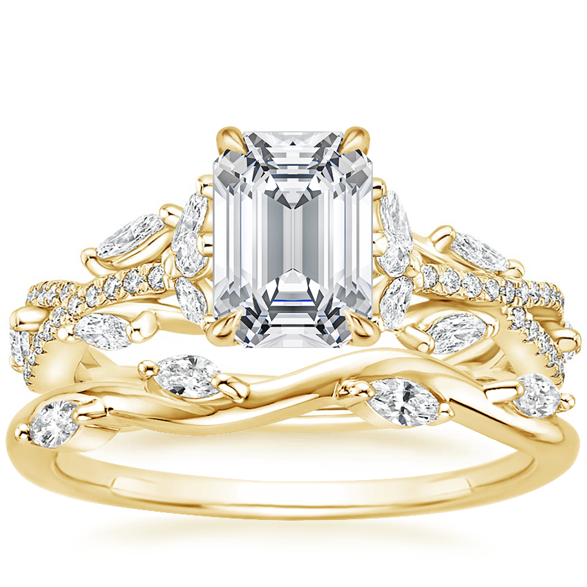18K Yellow Gold Luxe Secret Garden Diamond Ring (3/4 ct. tw.) with Winding Willow Diamond Ring
