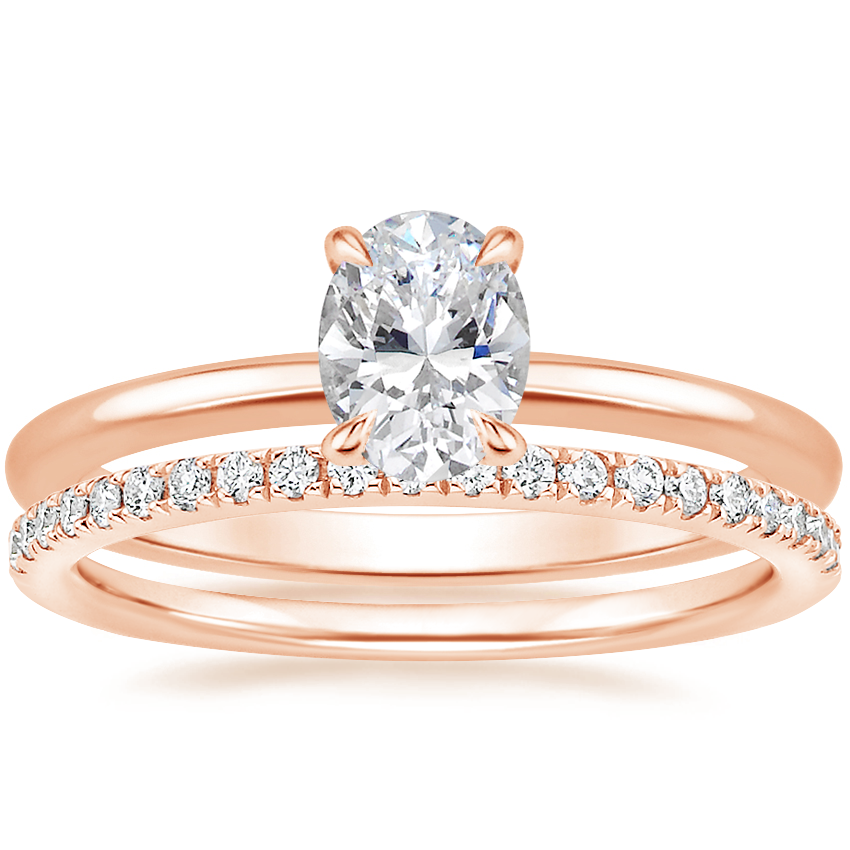 14K Rose Gold Petite Elodie Ring with Ballad Diamond Ring (1/6 ct. tw.)