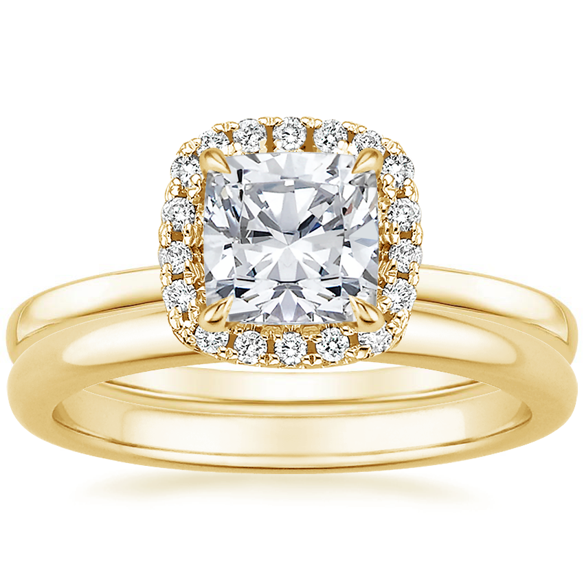 18K Yellow Gold Vienna Diamond Ring with 2mm Comfort Fit Wedding Ring