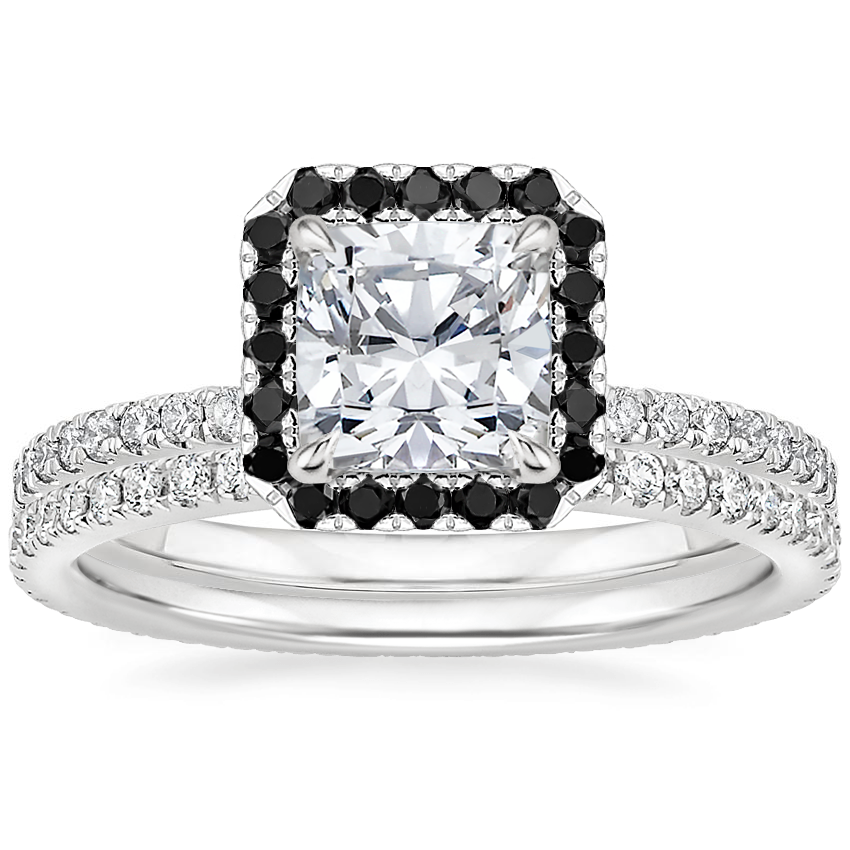 Platinum Waverly Diamond Ring with Black Diamond Accents with Ballad Eternity Diamond Ring (1/3 ct. tw.)