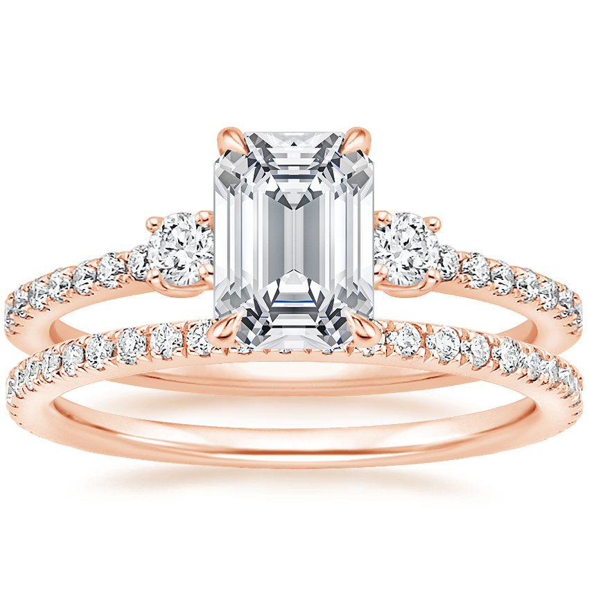 14K Rose Gold Lyra Diamond Ring (1/4 ct. tw.) with Luxe Ballad Diamond Ring (1/4 ct. tw.)