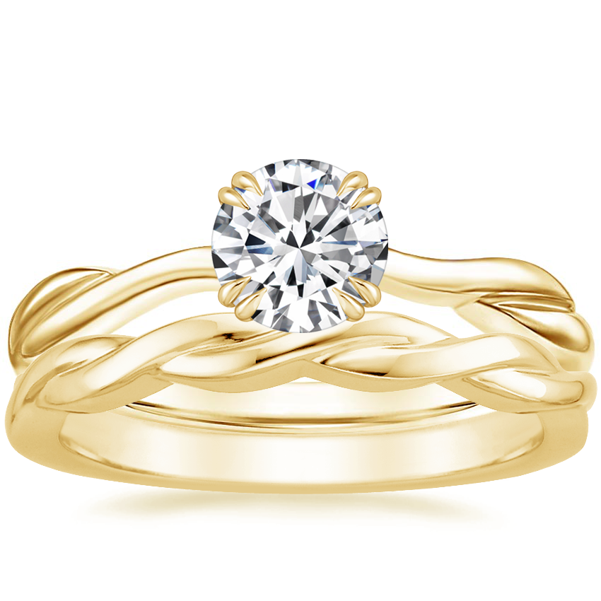 18K Yellow Gold Alouette Ring with Twisted Vine Ring