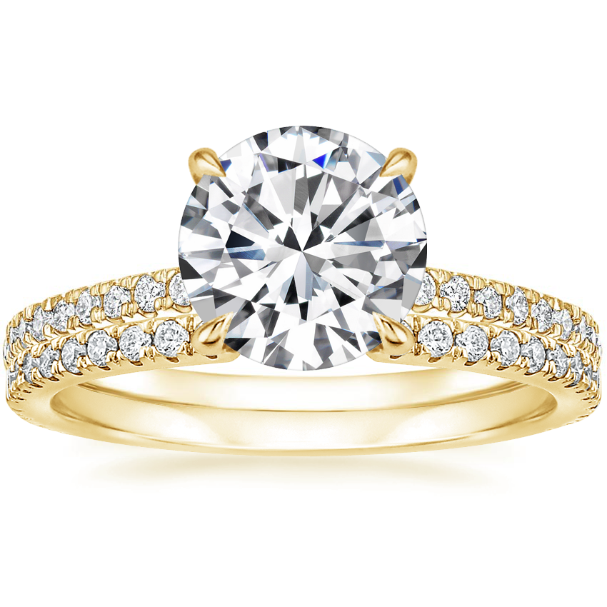 18K Yellow Gold Petite Demi Diamond Ring (1/5 ct. tw.) with Luxe Sia Diamond Ring (1/5 ct. tw.)