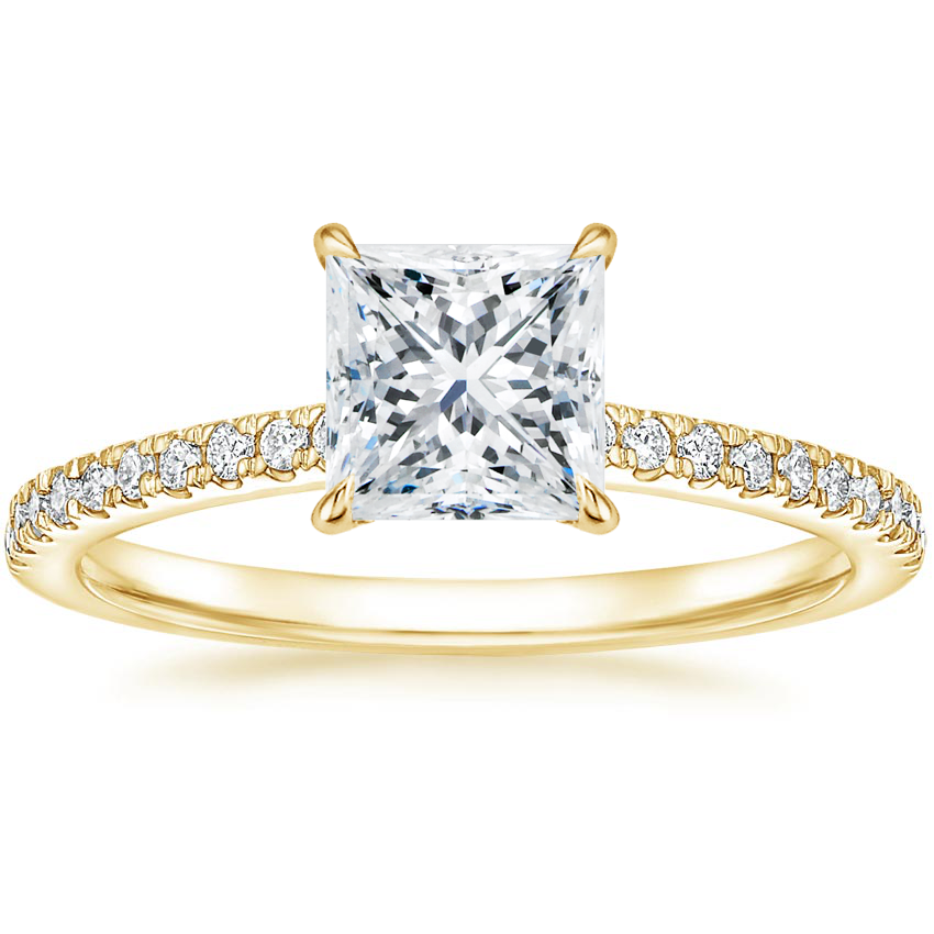 14K Yellow Gold Demi Half Coverage Diamond Ring (1/5 ct. tw.), large top view