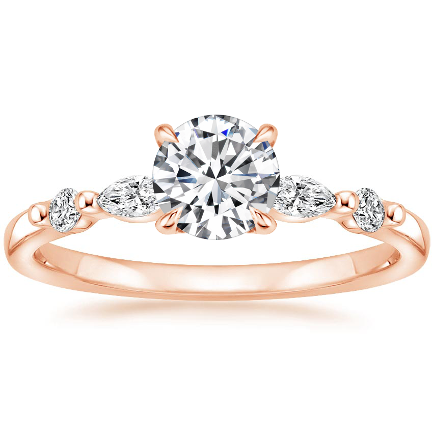14K Rose Gold Versailles One-Quarter Coverage Diamond Ring, large top view
