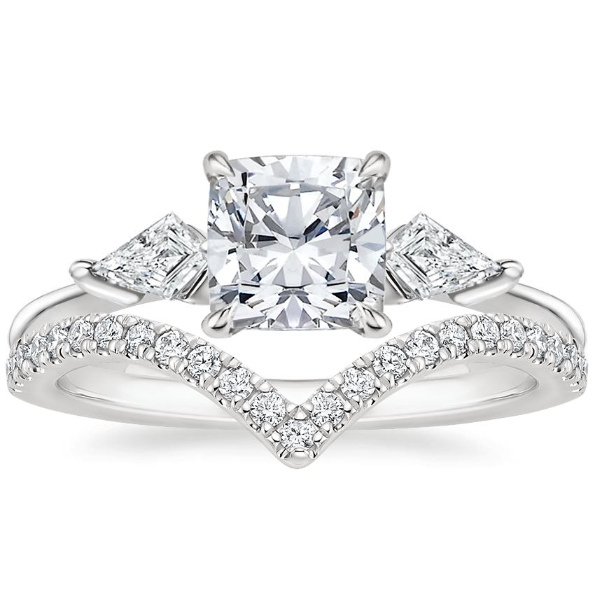 18K White Gold Luxe Cometa Diamond Ring (1/3 ct. tw.) with Elongated Luxe Flair Diamond Ring