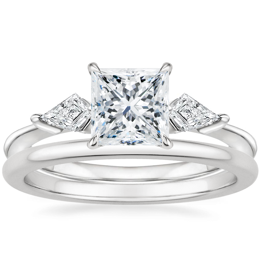 Platinum Luxe Cometa Diamond Ring (1/3 ct. tw.) with Petite Comfort Fit Wedding Ring