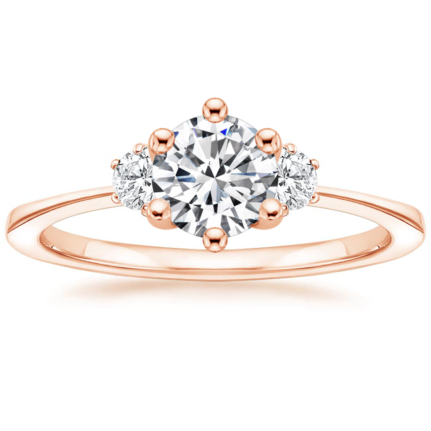14K Rose Gold Tallula Three Stone Diamond Ring, large top view