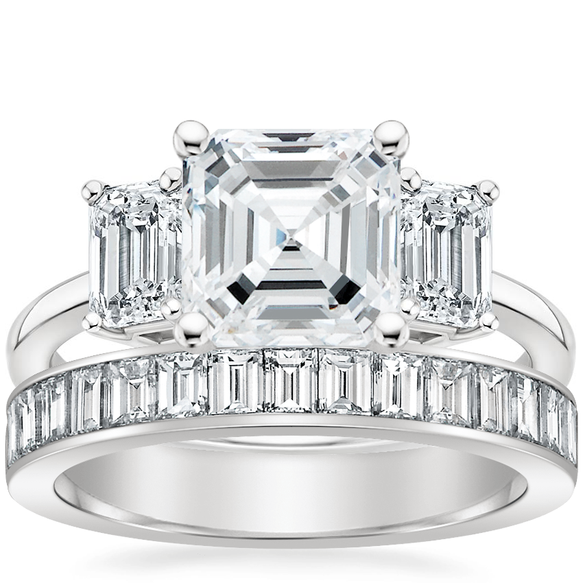 Platinum Luxe Rhiannon Diamond Ring (3/4 ct. tw.) with Channel Set Baguette Diamond Ring (1 ct. tw.)