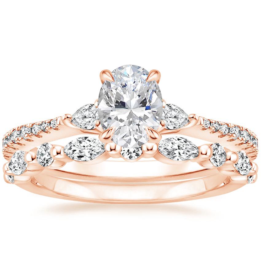 14K Rose Gold Luxe Aria Diamond Ring with Versailles Diamond Ring (3/8 ct. tw.)