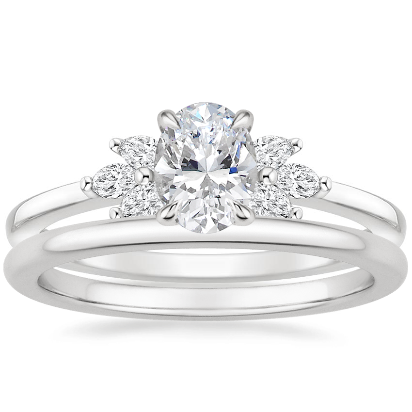 Platinum Stella Diamond Ring with Petite Comfort Fit Wedding Ring