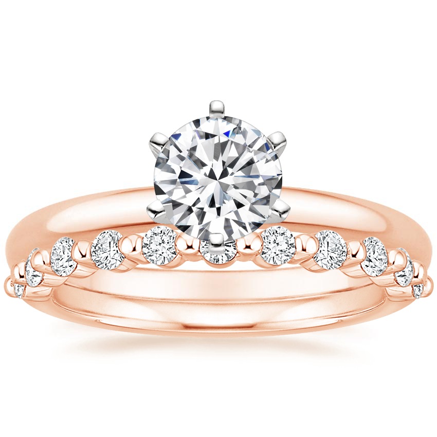 14K Rose Gold Six-Prong 2mm Comfort Fit Ring with Marseille Diamond Ring (1/3 ct. tw.)