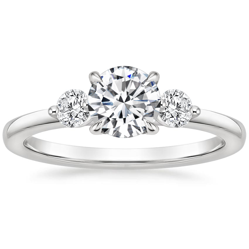 18K White Gold Perfect Fit Three Stone Diamond Ring, large top view