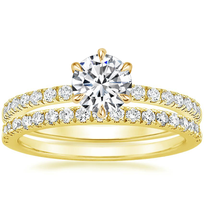 18K Yellow Gold Bliss Diamond Ring (1/6 ct. tw.) with Bliss Diamond Ring (1/5 ct. tw.)