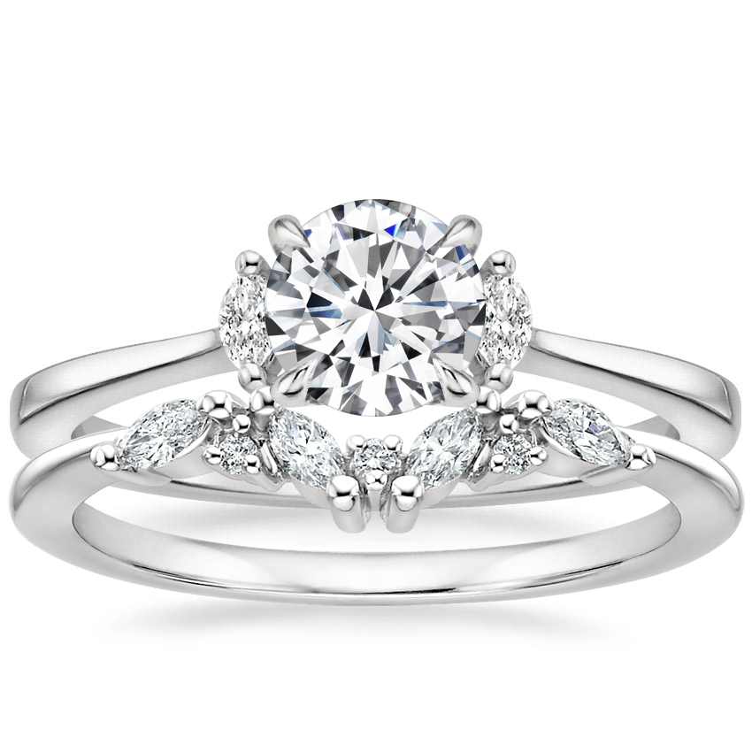 18K White Gold Jolie Diamond Ring with Yvette Diamond Ring
