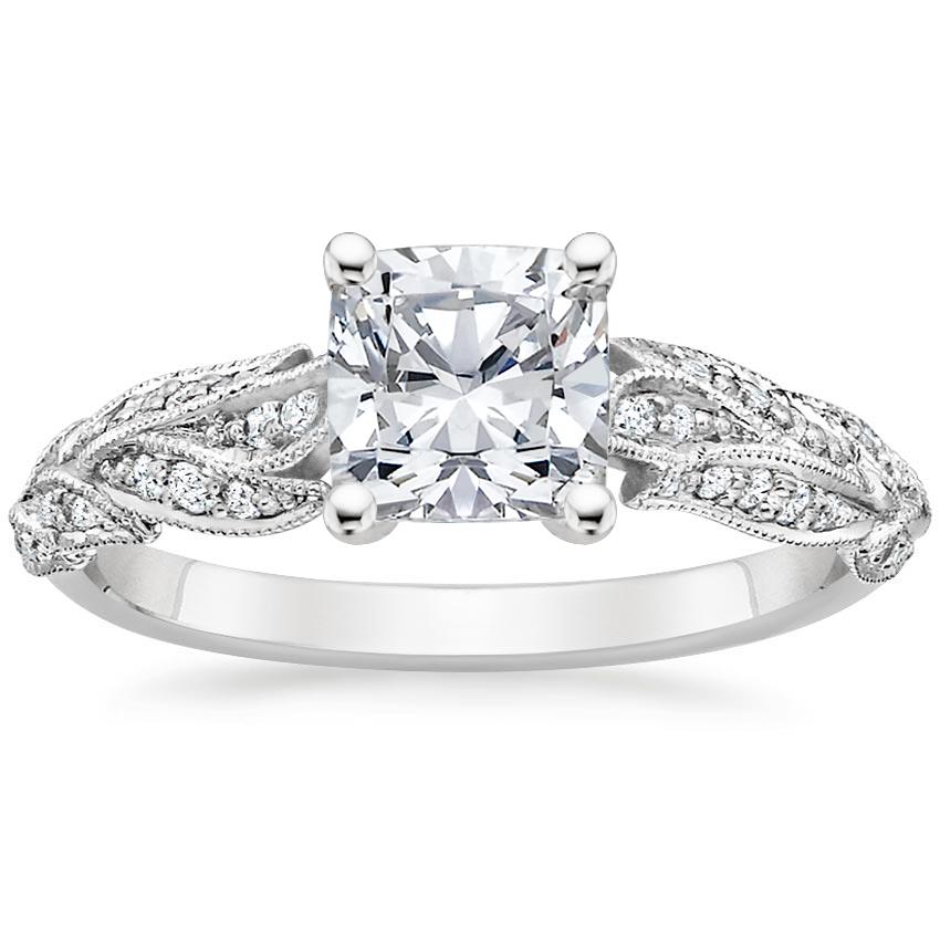18K White Gold Plume Diamond Ring, large top view