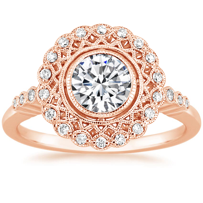 14K Rose Gold Alvadora Diamond Ring, large top view