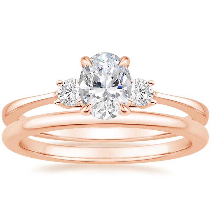 14K Rose Gold Selene Diamond Ring (1/10 ct. tw.) with Petite Comfort Fit Wedding Ring