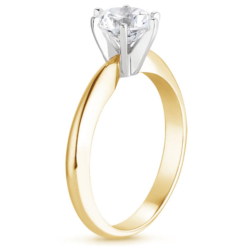 18K Yellow Gold Six-Prong Classic Ring, large side view