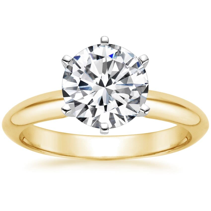 18K Yellow Gold Six-Prong Classic Ring, large top view