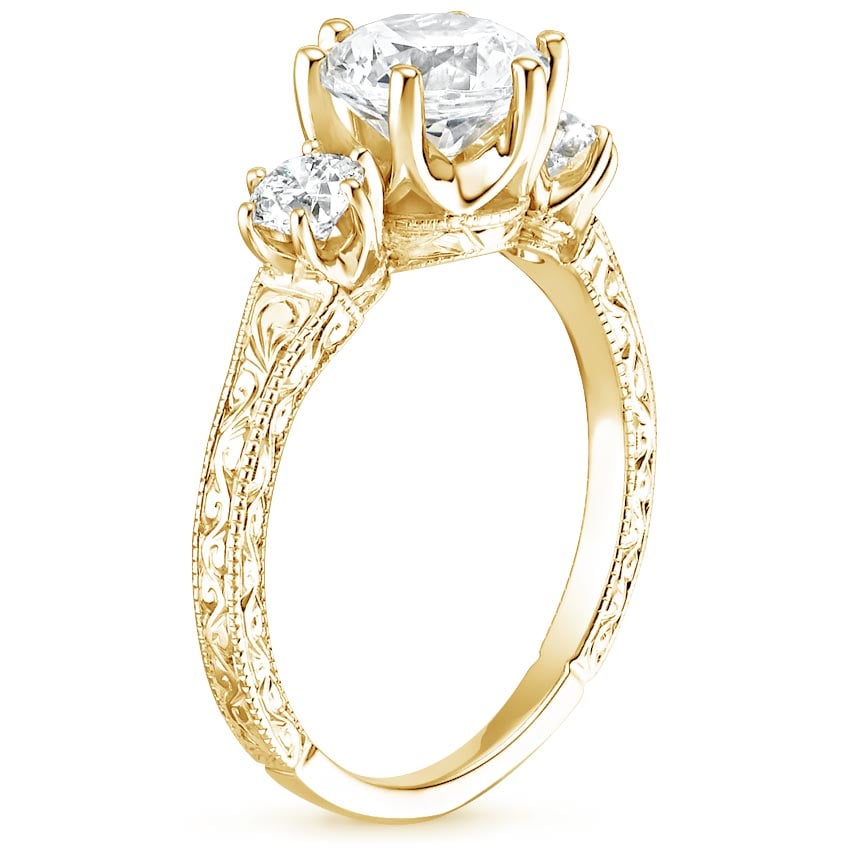 18K Yellow Gold Three Stone Hudson Diamond Ring (1/3 ct. tw.), large side view
