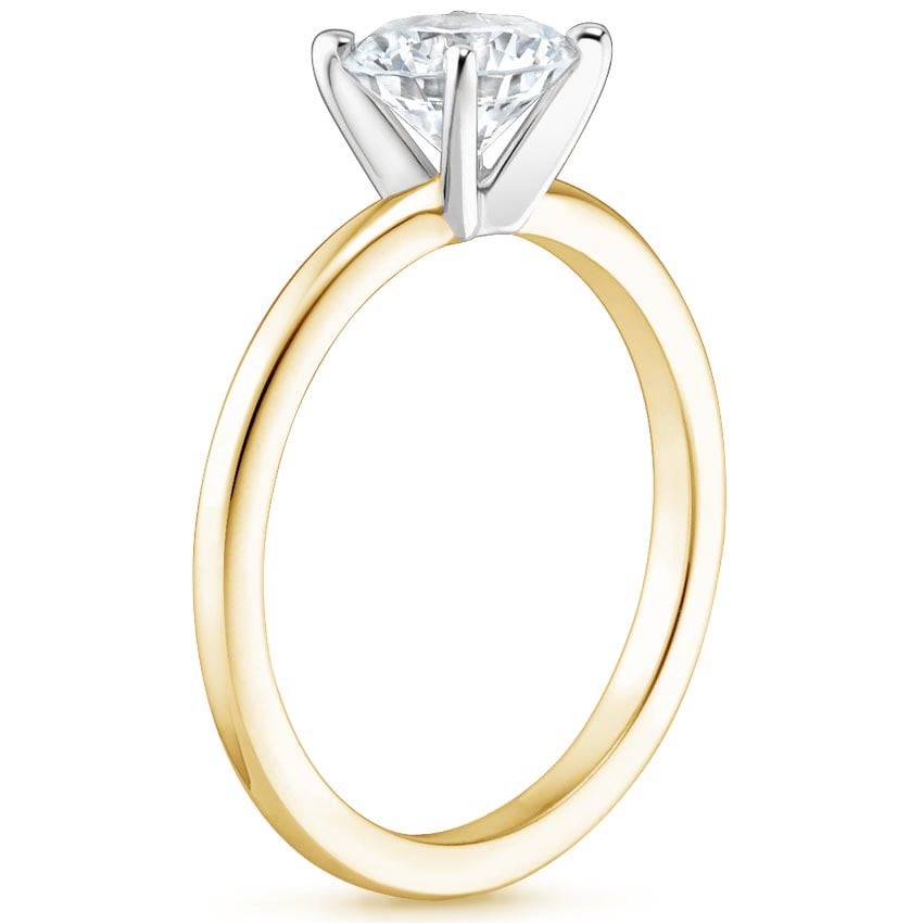 18K Yellow Gold Four-Prong Petite Comfort Fit Ring, large side view