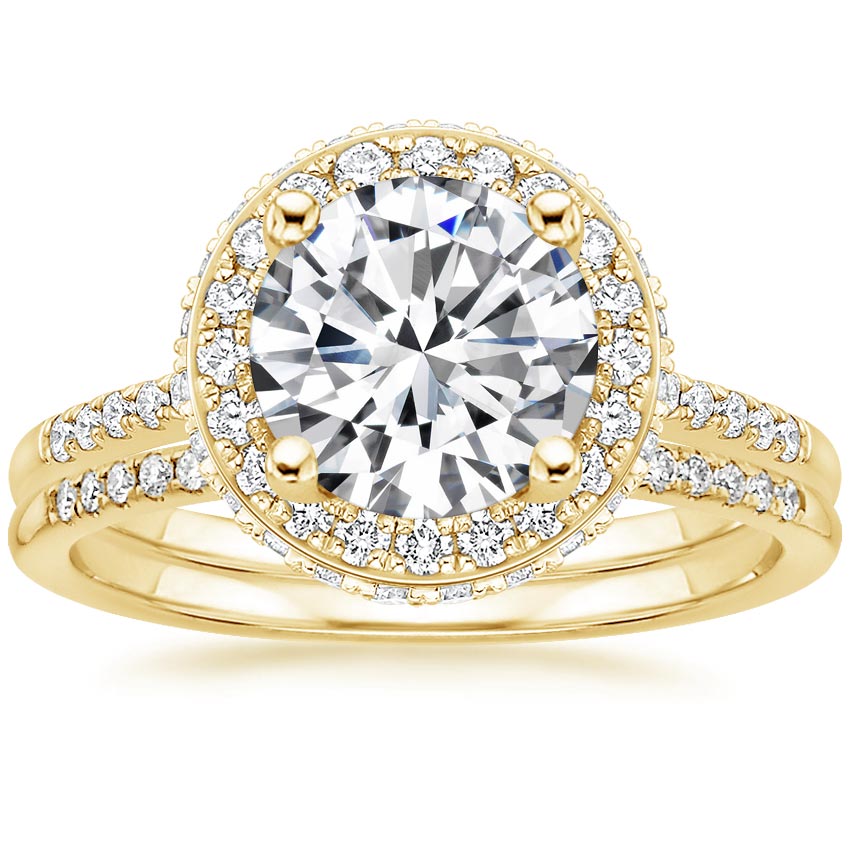 18K Yellow Gold Audra Diamond Ring with Whisper Diamond Ring (1/10 ct. tw.)