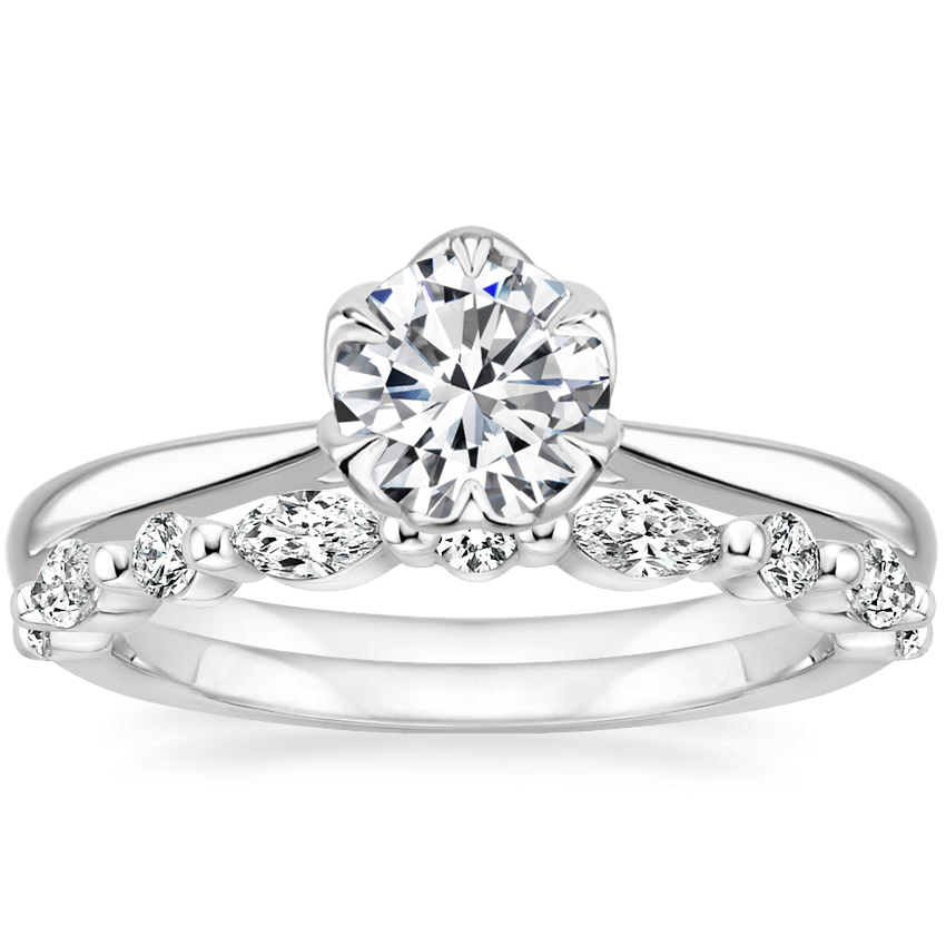 18K White Gold Caliana Ring with Versailles Diamond Ring (3/8 ct. tw.)