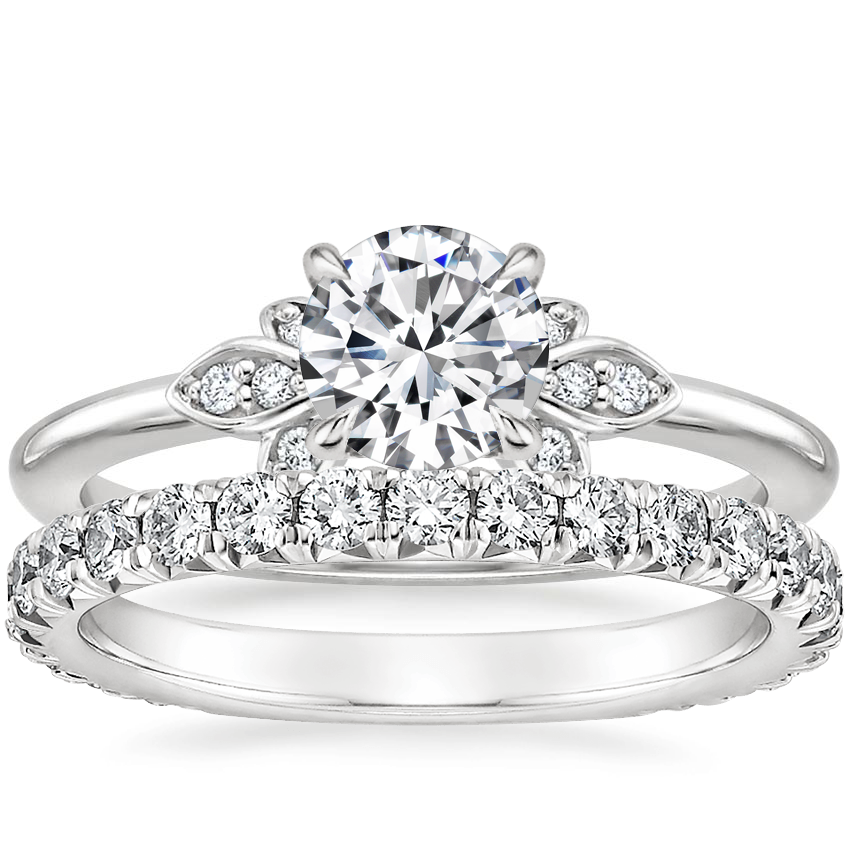18K White Gold Fiore Diamond Ring with Luxe Sienna Diamond Ring (5/8 ct. tw.)