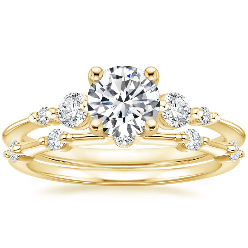 18K Yellow Gold Cascade Diamond Ring with Aimee Diamond Ring