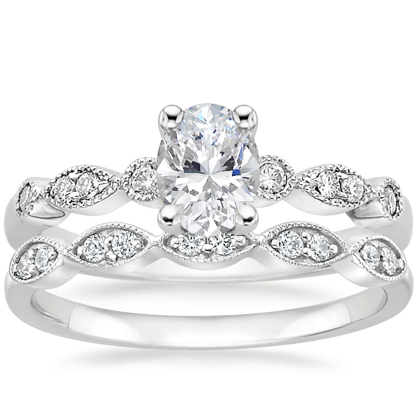 Platinum Tiara Diamond Ring (1/10 ct. tw) with Cadenza Diamond Ring (1/10 ct. tw.)