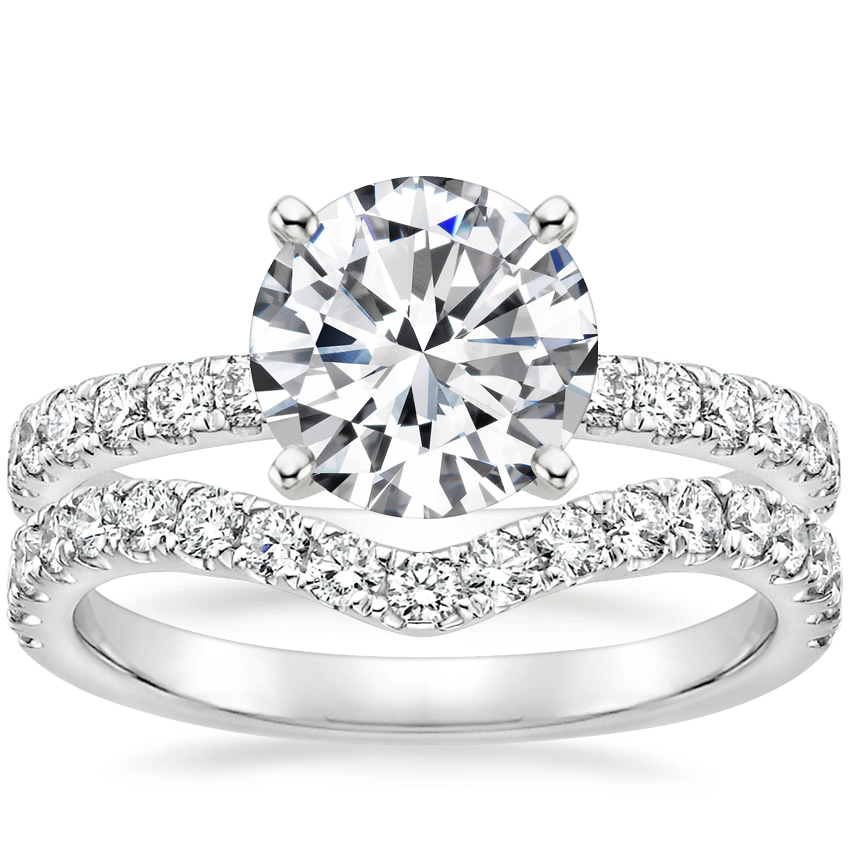 18K White Gold Constance Diamond Ring (1/3 ct. tw.) with Luxe Flair Diamond Ring (1/3 ct. tw.)