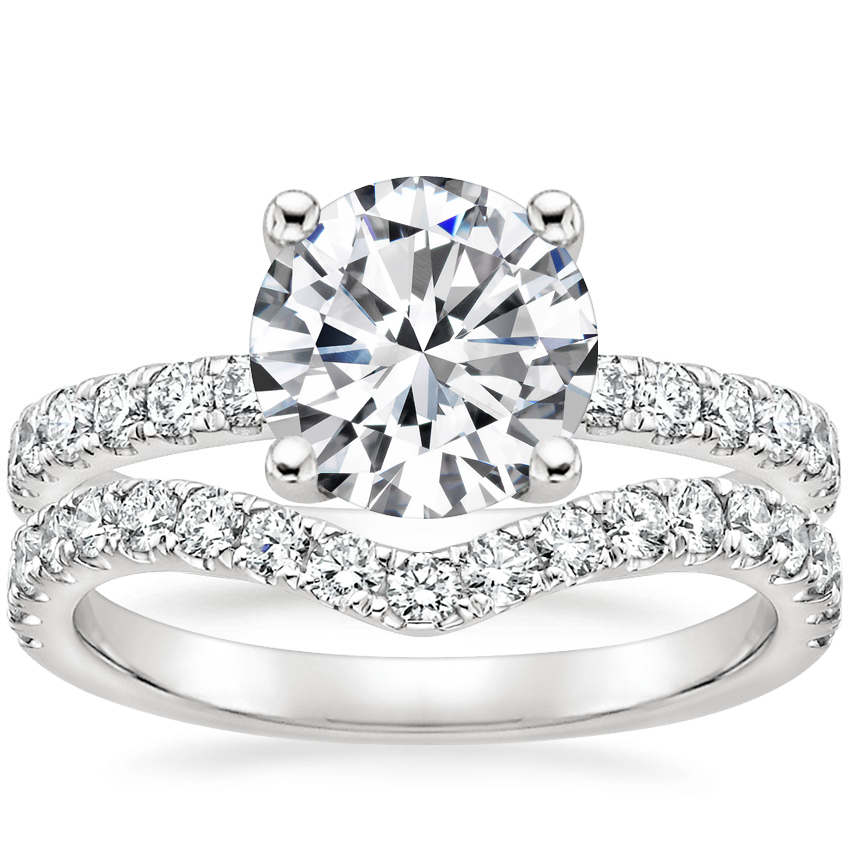 Platinum Constance Hidden Halo Diamond Ring (3/4 ct. tw.) with Luxe Flair Diamond Ring (1/3 ct. tw.)