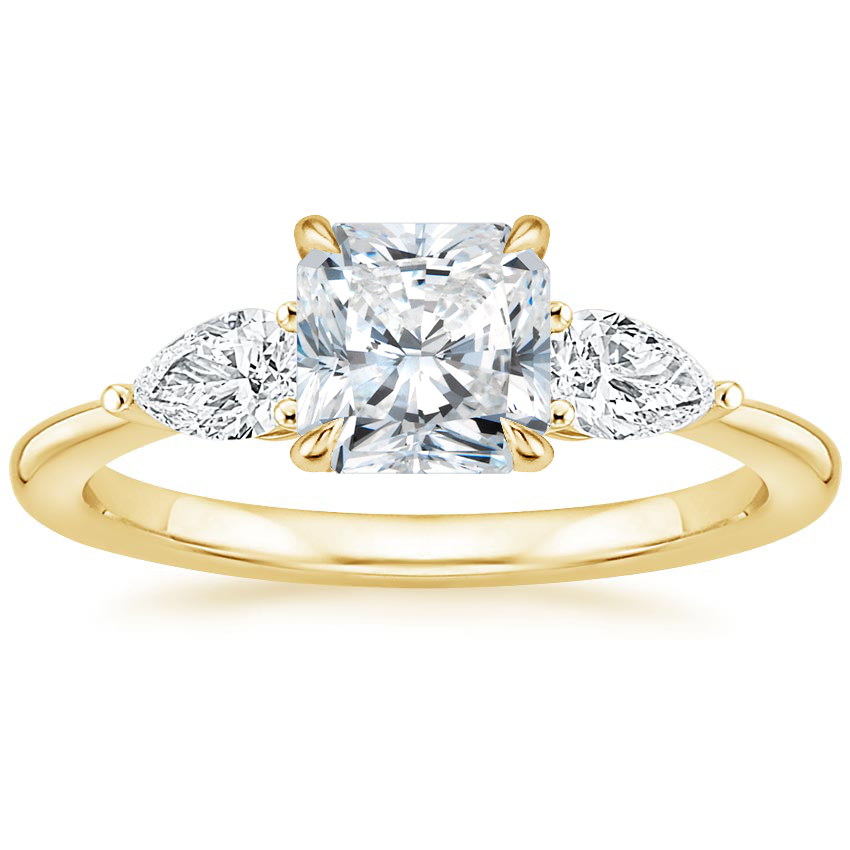 14K Yellow Gold Adorned Opera Three Stone Diamond Ring (1/2 ct. tw.), large top view