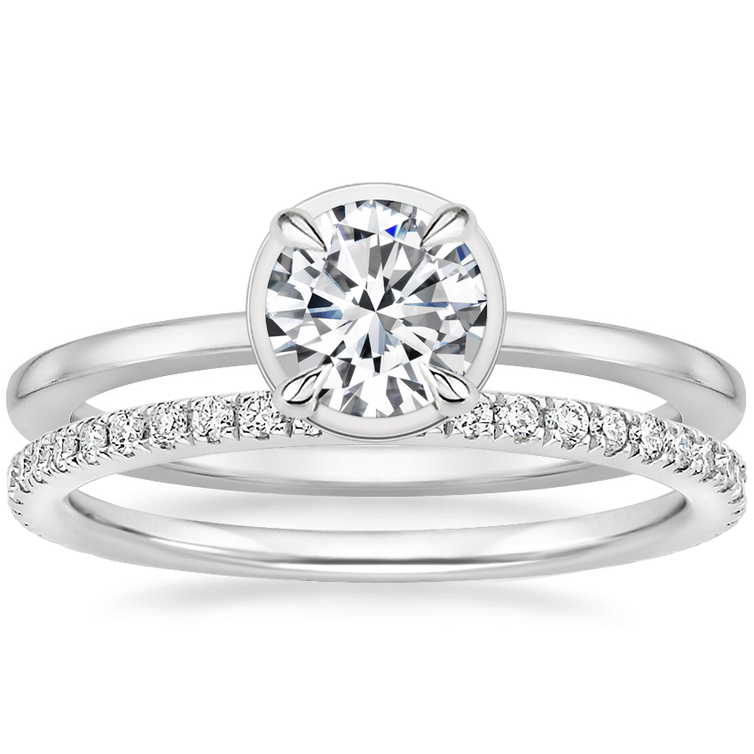 18K White Gold Devin Ring with Luxe Ballad Diamond Ring (1/4 ct. tw.)