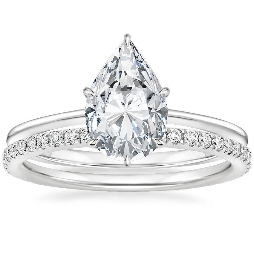 Platinum Petite Secret Halo Diamond Ring with Luxe Ballad Diamond Ring (1/4 ct. tw.)