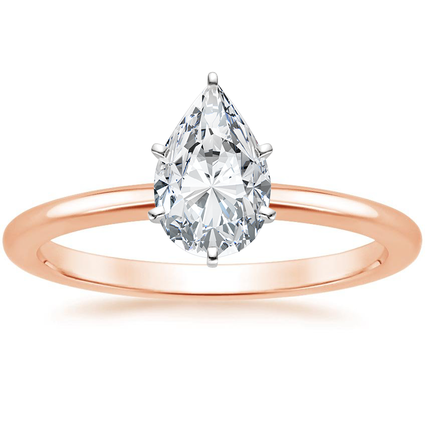 14K Rose Gold Six-Prong Petite Comfort Fit 1.5mm Solitaire Ring, large top view