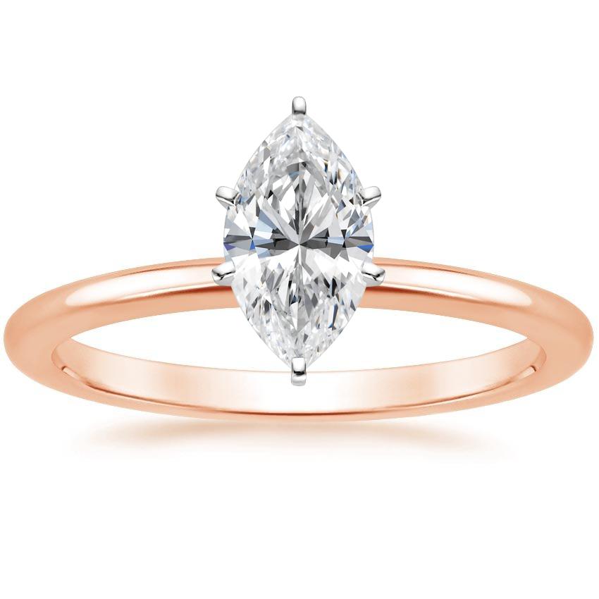 14K Rose Gold Six-Prong Petite Comfort Fit 1.5mm Solitaire Ring, large top view