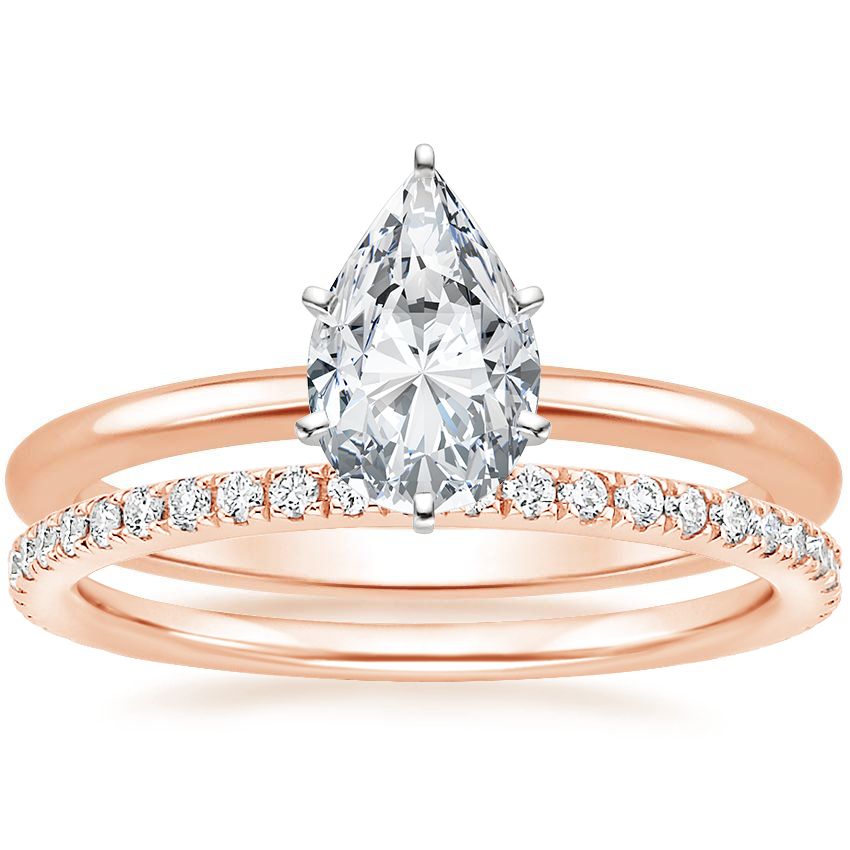 14K Rose Gold Six-Prong Petite Comfort Fit Ring with Luxe Ballad Diamond Ring (1/4 ct. tw.)