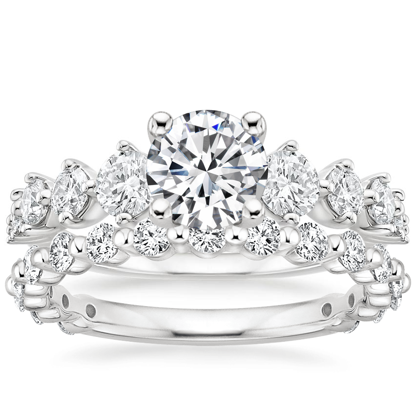 Platinum Echo Diamond Ring with Luxe Marseille Diamond Ring (1/2 ct. tw.)