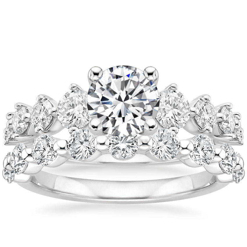 18K White Gold Echo Diamond Ring with Monaco Diamond Ring (3/4 ct. tw.)