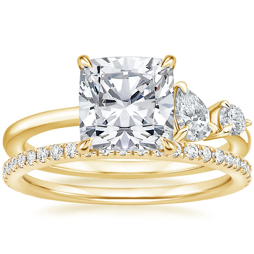 18K Yellow Gold Asymmetrical Diamond Ring (1/4 ct. tw.) with Luxe Ballad Diamond Ring (1/4 ct. tw.)