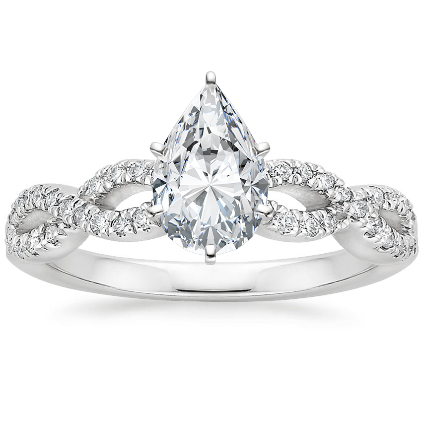 18K White Gold Infinity Diamond Ring, large top view