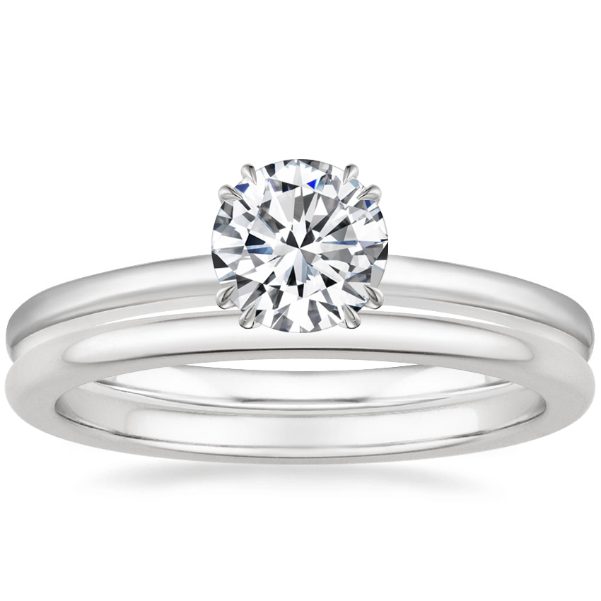 Platinum Sora Diamond Ring with Petite Comfort Fit Wedding Ring