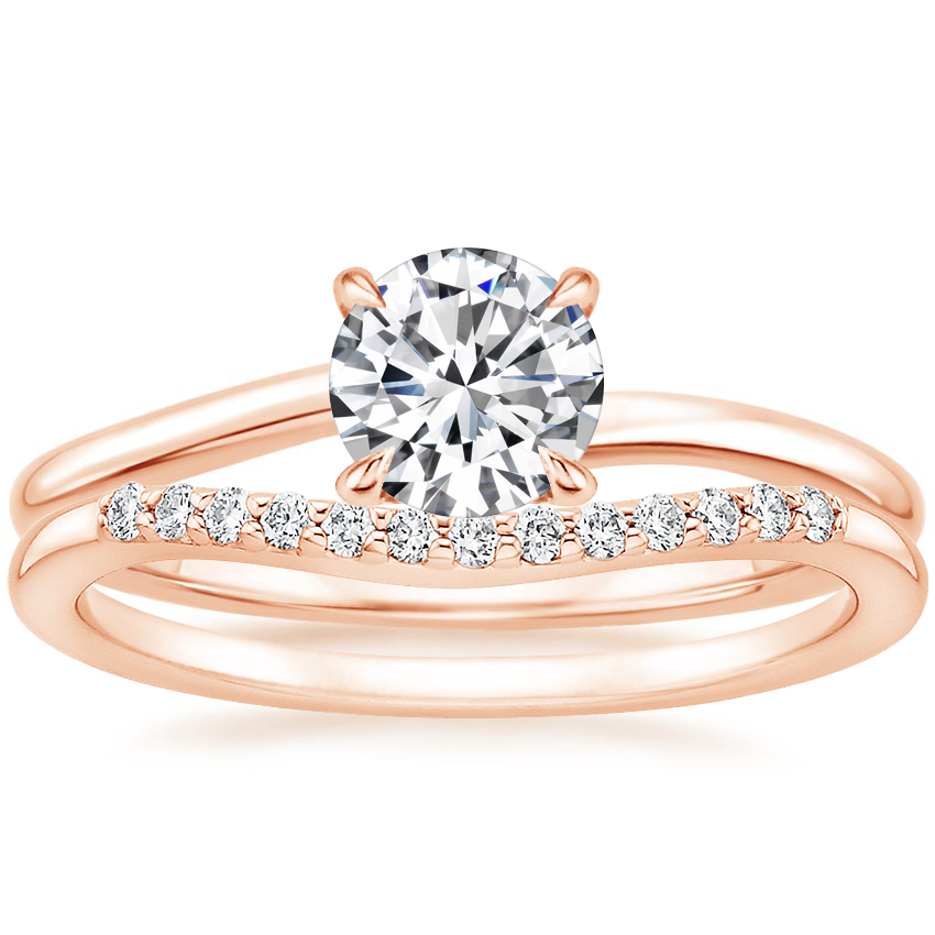 14K Rose Gold Monsella Ring with Petite Curved Diamond Ring (1/10 ct. tw.)