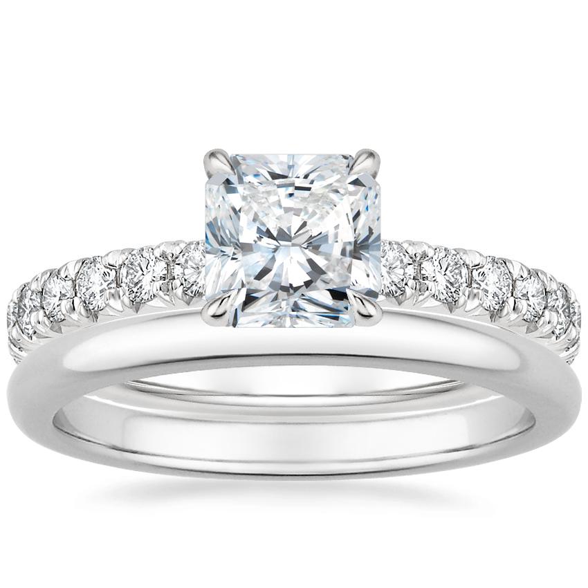 18K White Gold Olympia Diamond Ring with 2mm Comfort Fit Wedding Ring